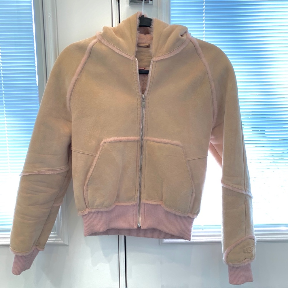 UGG Light Pink Suede Zip Up Jacket
